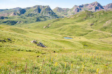 Meadows and mountains festivities in the Portalet mountain pass in the Aragonese Pyrenees bordering the French border