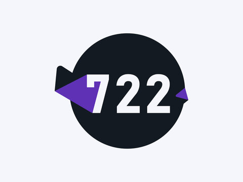 Number 722 logo icon design vector image