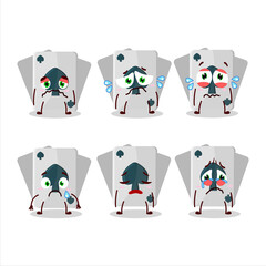 Remi card spade cartoon character with sad expression
