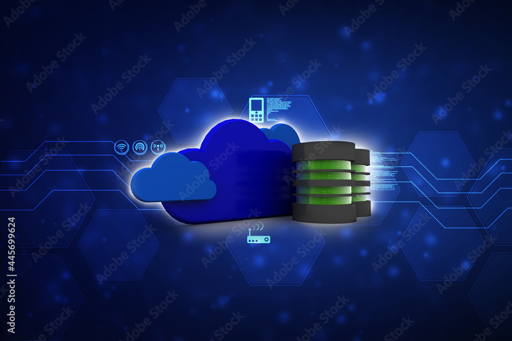 Poster 3d rendering database storage data base