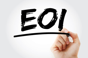 EOI - Expression of Interest acronym with marker, business concept background