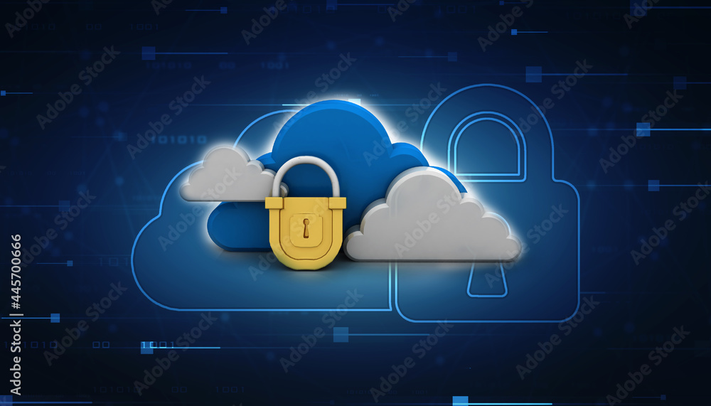 Poster 3d rendering cloud computing, security