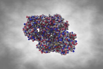 Space-filling molecular model of the human immunodeficiency virus type 1. Scientific background. 3d illustration 