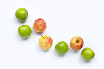 Fresh apples on white background. Top view