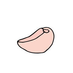 A clove of garlic. Ingredient in a dish. Spicy taste. Vegetable. Vitamins. Eco. Harvest from the garden. Doodle. Vector. Hand-drawn illustration.