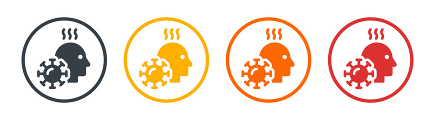 Coronavirus symptom icon. Containing sick, fever, hot, high temperature and virus symbol.