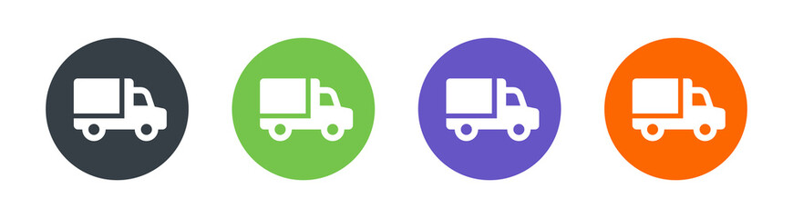 Shipping delivery truck icon sign on circle button. Truck delivery symbol. Transportation concept