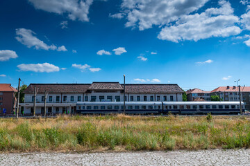  Local  train station n a hot summer day in Miercurea Ciuc, Romania.
