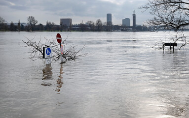 Extreme weather: Flooded pedestrian zone in Cologne, Germany