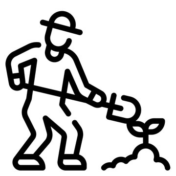 gardener digging soil planting sprout clip art preview