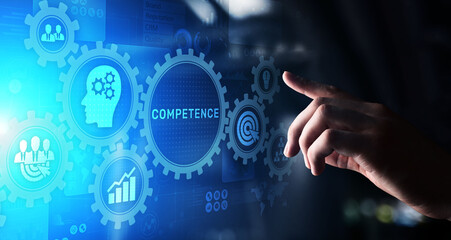 Competence Skill Personal development Business concept on virtual screen.