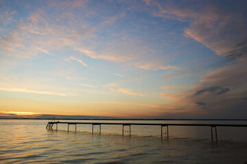 Fototapeta na wymiar Peaceful sunset at Vadum Beach near Skive in Denmark 