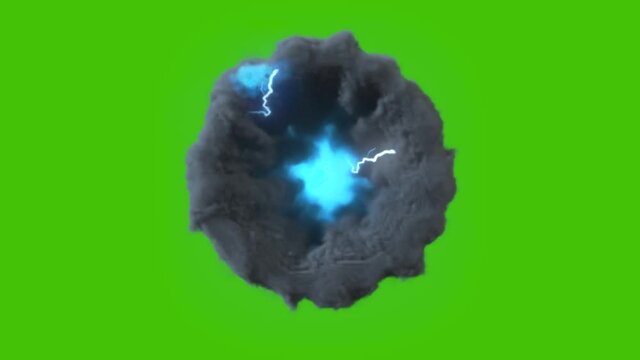 Green Screen Smoke Energy Dimensional Portal 3D Animation Lightning Rendering 4K