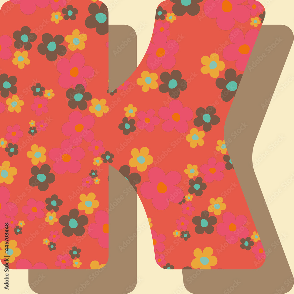 Poster letter k from the alphabet vector seamless repeat pattern print background