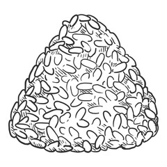 Sketch Onigiri. Vector Illustration of Japanese Rice Ball.