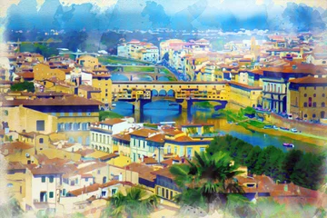 Tuinposter panorama of the city in italia Florence © reznik_val