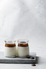 panna cotta with chocolate in a jar