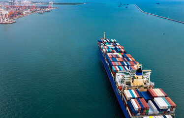 The  business of the logistic container ship for import-export of International Container Cargo...