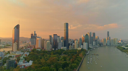 Fototapeta na wymiar Brisbane City, Queensland, Australia Aerials Sunset Sunrise 