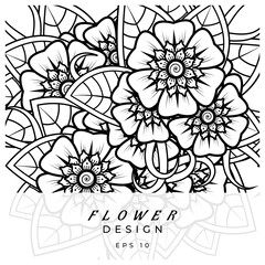 Mehndi flower for henna, mehndi, tattoo, decoration. decorative ornament in ethnic oriental style. doodle ornament. coloring book page.
