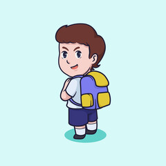 Cute kid go to school vector illustration