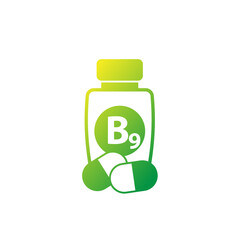B9 vitamin, folate supplement vector icon