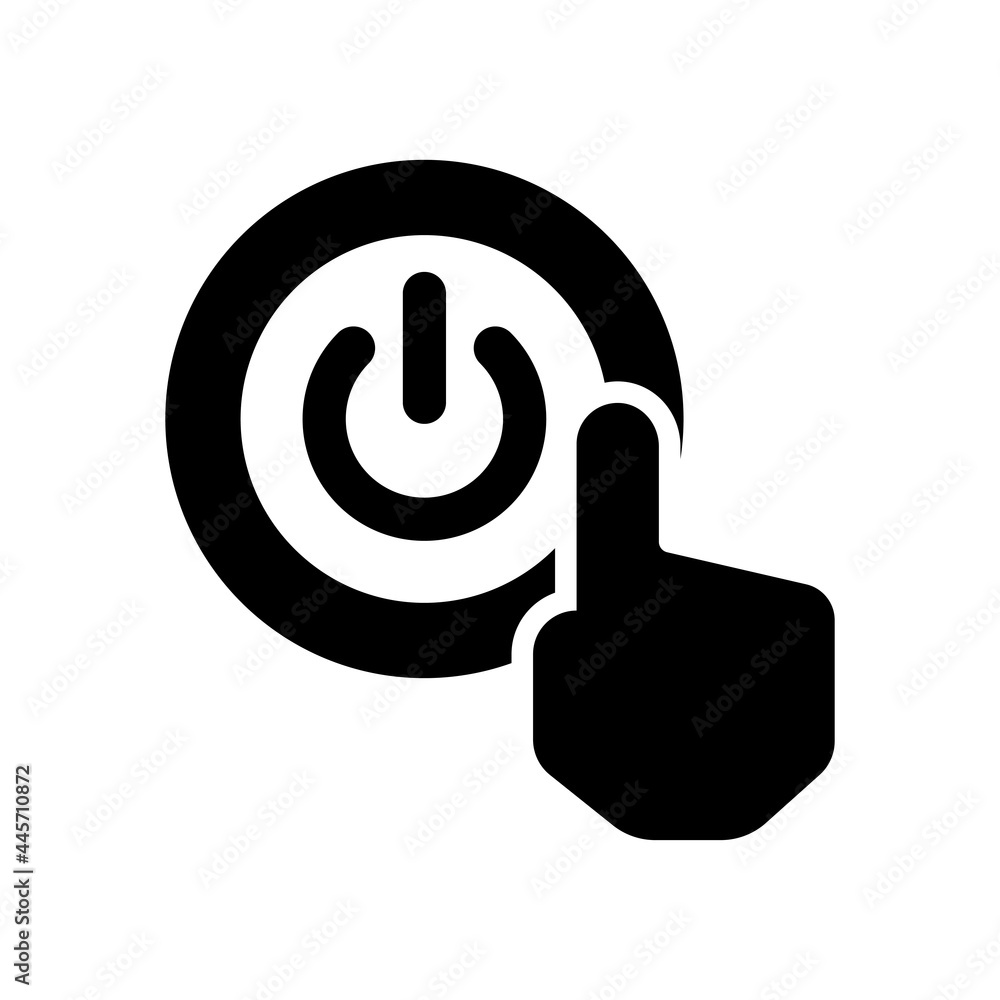 Poster power button vector solid icon style illustration. eps 10 file
