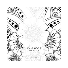 Mehndi flower for henna, mehndi, tattoo, decoration. decorative ornament in ethnic oriental style. doodle ornament. coloring book page.