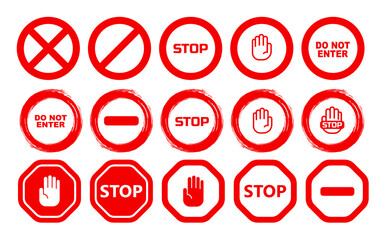 Red stop sign. Vector icon	