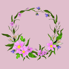 Vector floral arrangements. Flowers wreath isolated. 