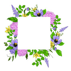 Vector floral arrangements. Flowers wreath isolated. 