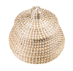 closed moroccan basket from seagrass isolated