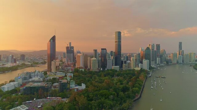 Brisbane City, Queensland, Australia Aerials Sunset Sunrise
