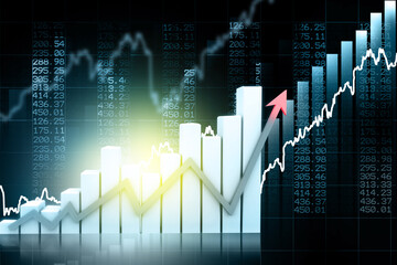 Economical stock market graph on business background. 3d illustration