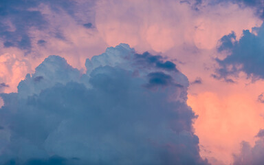 Stormy weather. Dramatic sunset sky with storm clouds. Colorful dramatic sky.