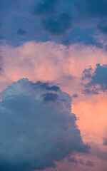 Stormy weather. Dramatic sunset sky with storm clouds. Colorful dramatic sky.