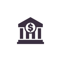 bank building icon on white