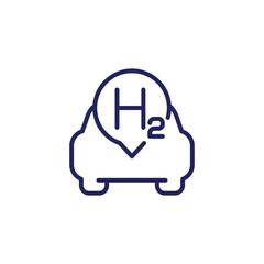 hydrogen car line icon, vector