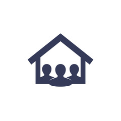 tenants icon, house and 3 residents