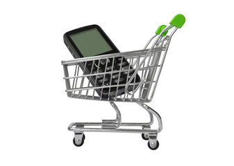 Cell phone in a shopping trolley