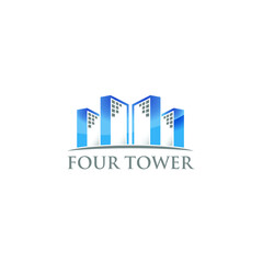 Four Tower Building icon. Apartment Logo design. Vector Illustration.