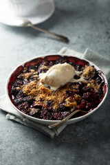 Traditional homemade red berry crumble