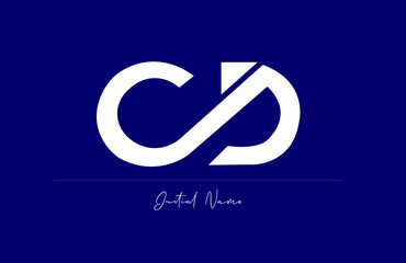 White stylish and elegant letter CD/DC with dark blue background signature logo for company name or initial 