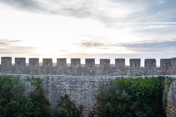 Fototapeta na wymiar Medieval walls of the town of Obidos, Portugal