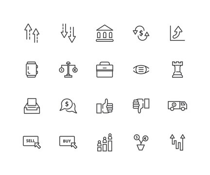 Simple Set of Stock Quotes Related Vector Line Icons. Contains such Icons as IPO, Portfolio, Money Management and more.
