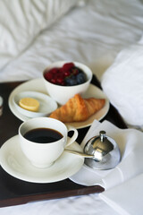 Healthy breakfast in bed
