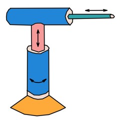 Obraz premium Cylindrical robotic arm mechanical design, 3d rendering illustration