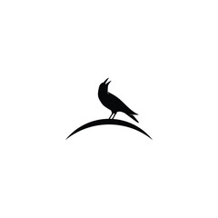 crow rook raven corbie blackbird silhouette logo design vector illustration
