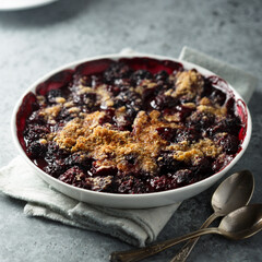 Traditional homemade red berry crumble