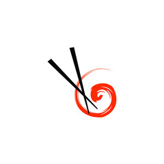 chopstick with brush initial letter g for gunkan maki sushi restaurant logo design vector illustration
